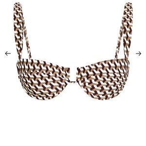 Monday Swimwear Brown and White Geometric Underwire Bikini Top